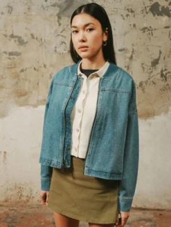 DENIM RELAXED FLIGHT JACKET WOMENS