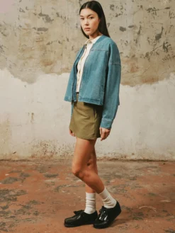 DENIM RELAXED FLIGHT JACKET WOMENS
