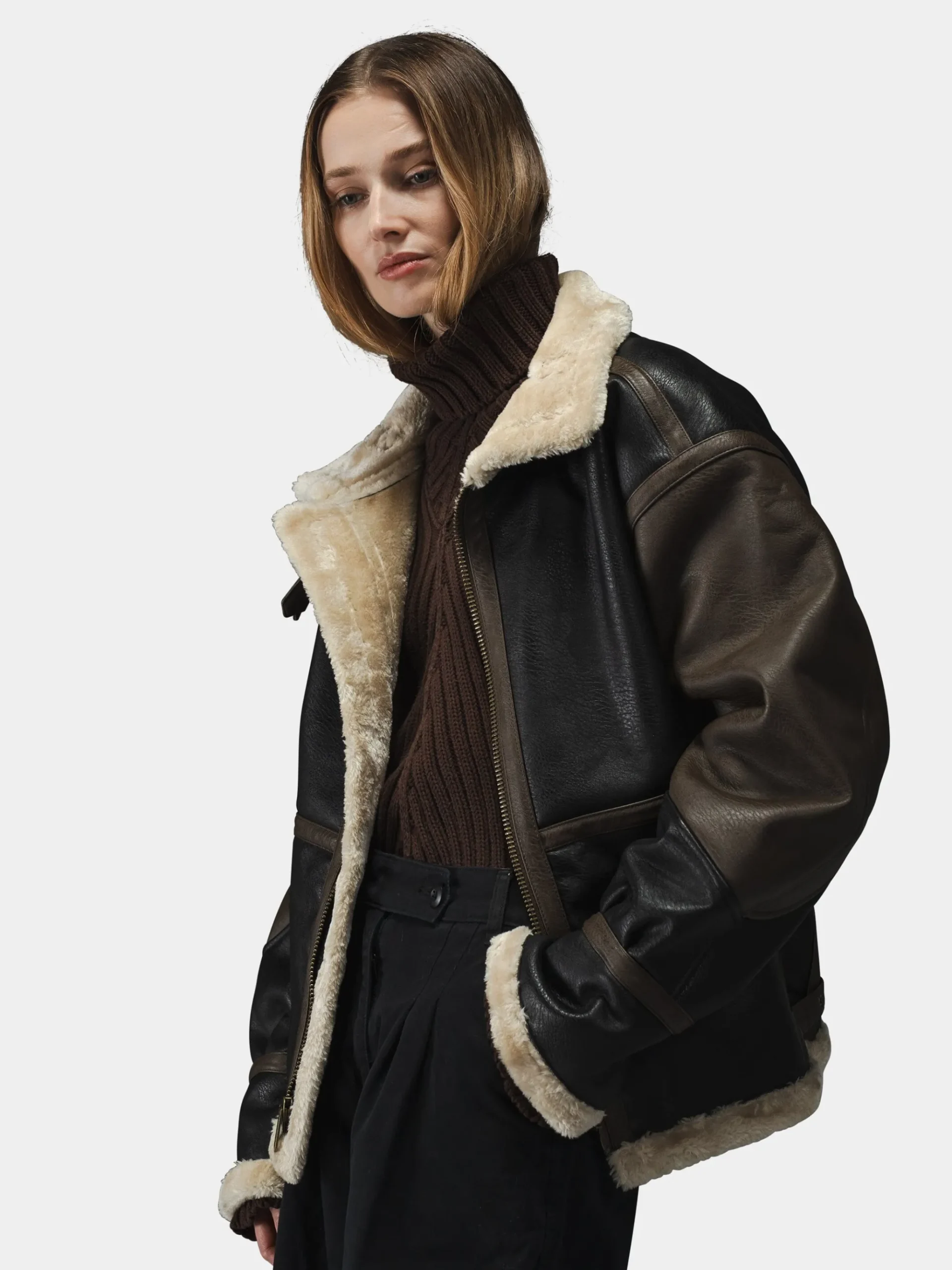 FAUX LEATHER B-3 MOD JACKET