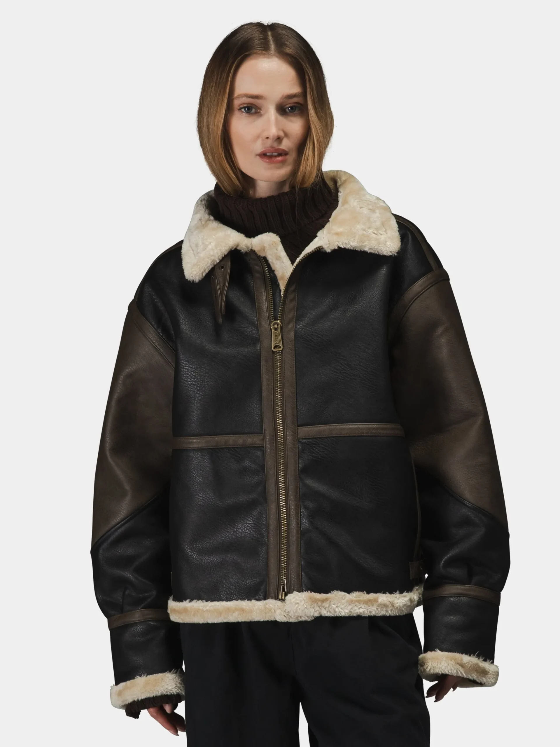 FAUX LEATHER B-3 MOD JACKET