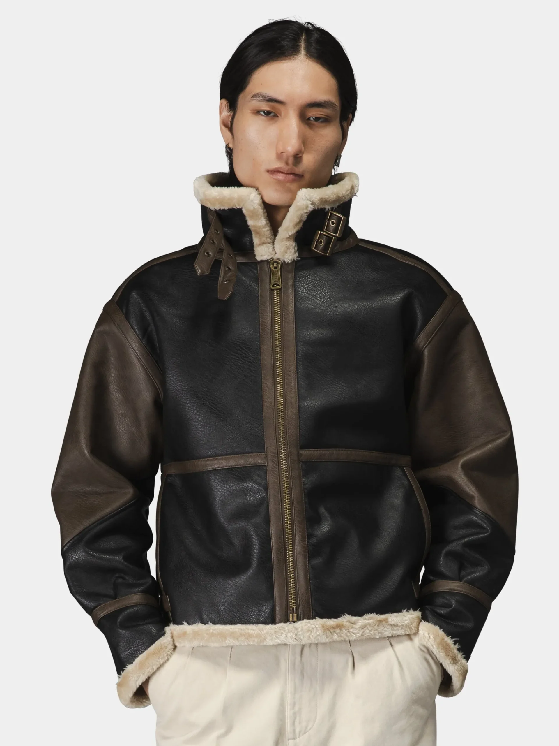 FAUX LEATHER B-3 MOD JACKET