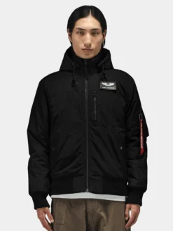 HOODED RIB FLIGHT JACKET