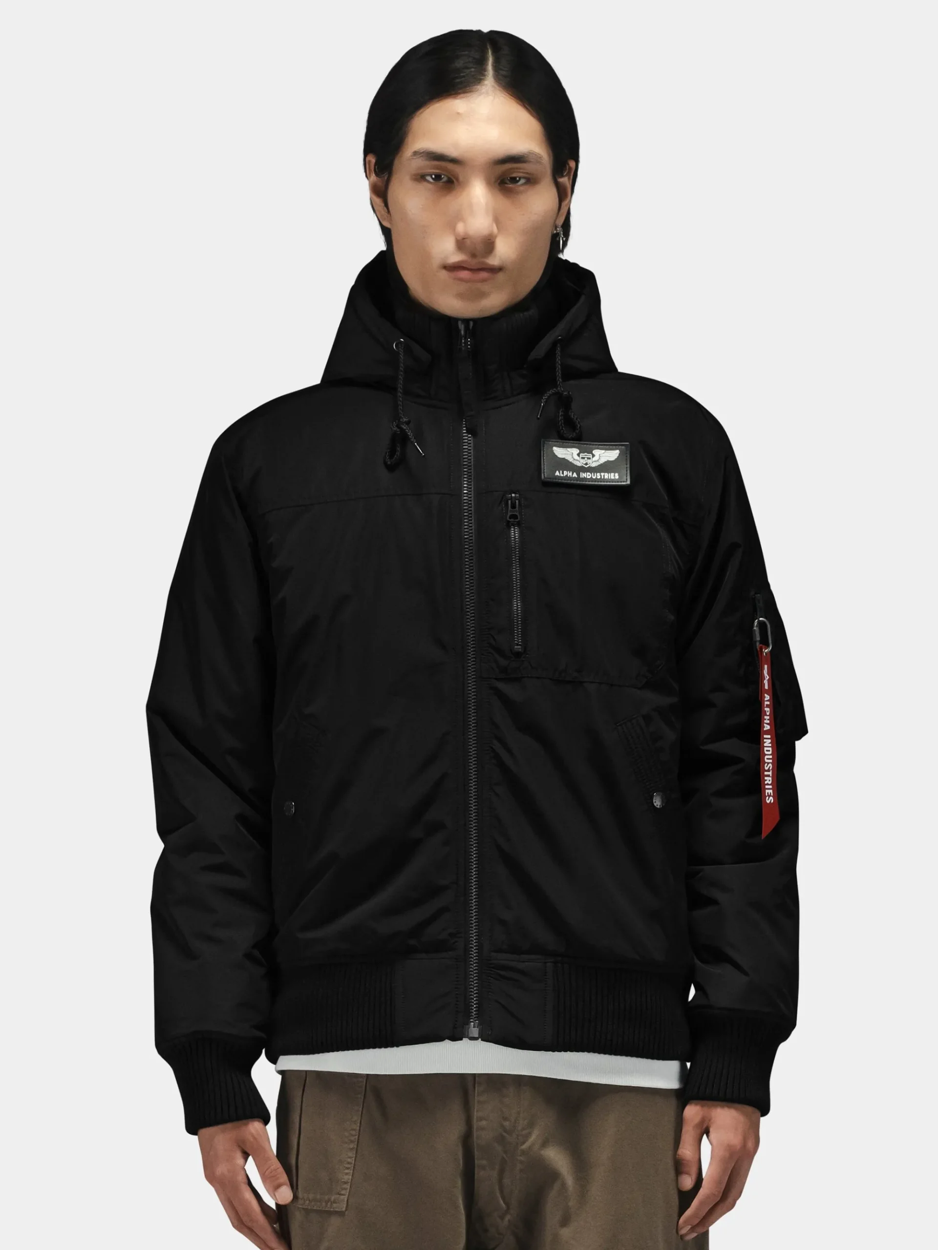 HOODED RIB FLIGHT JACKET