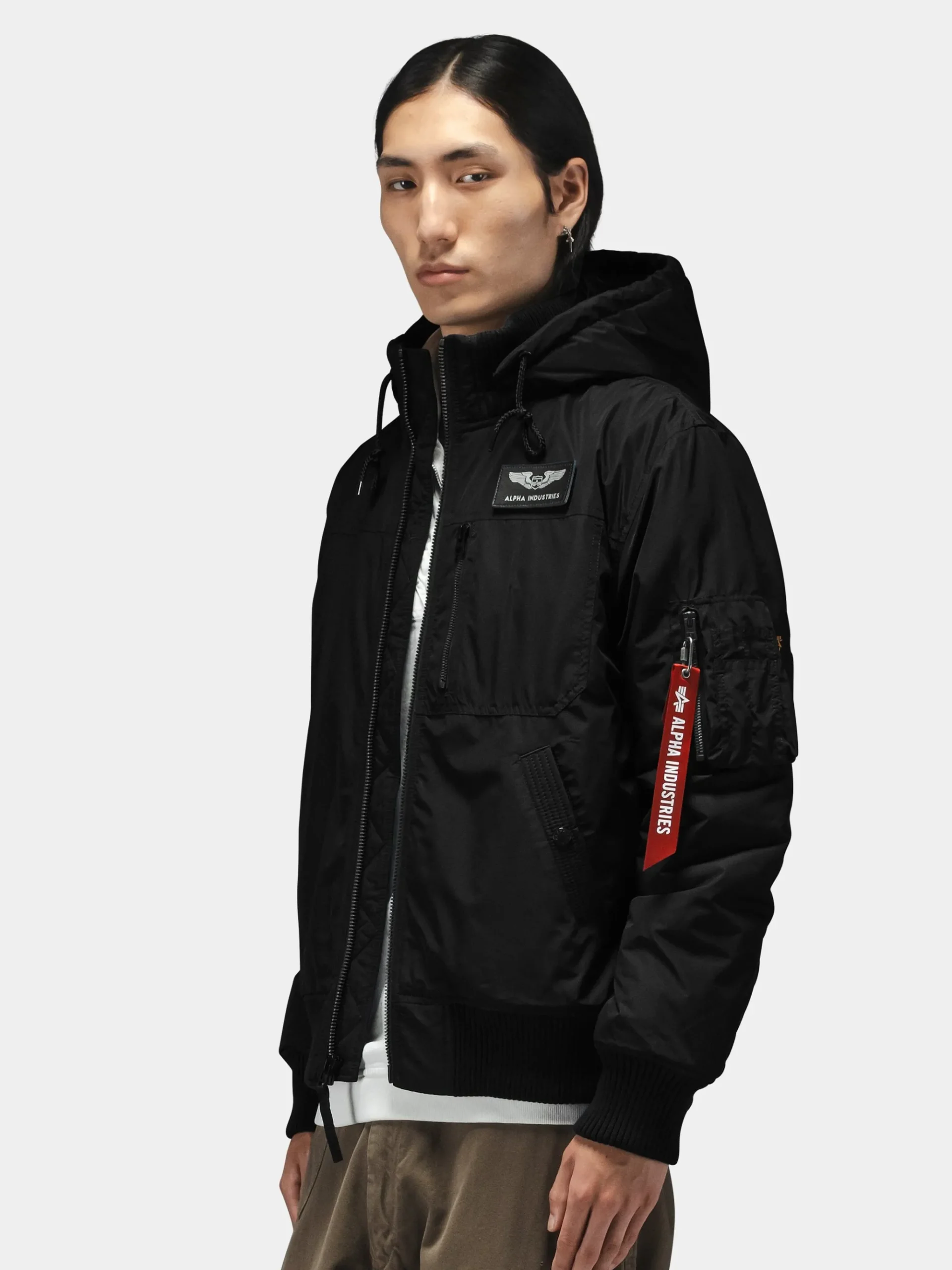 HOODED RIB FLIGHT JACKET