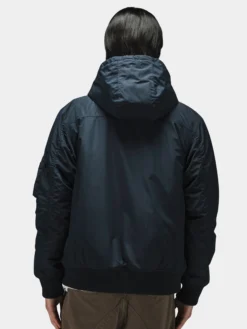 HOODED RIB FLIGHT JACKET