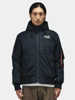 HOODED RIB FLIGHT JACKET