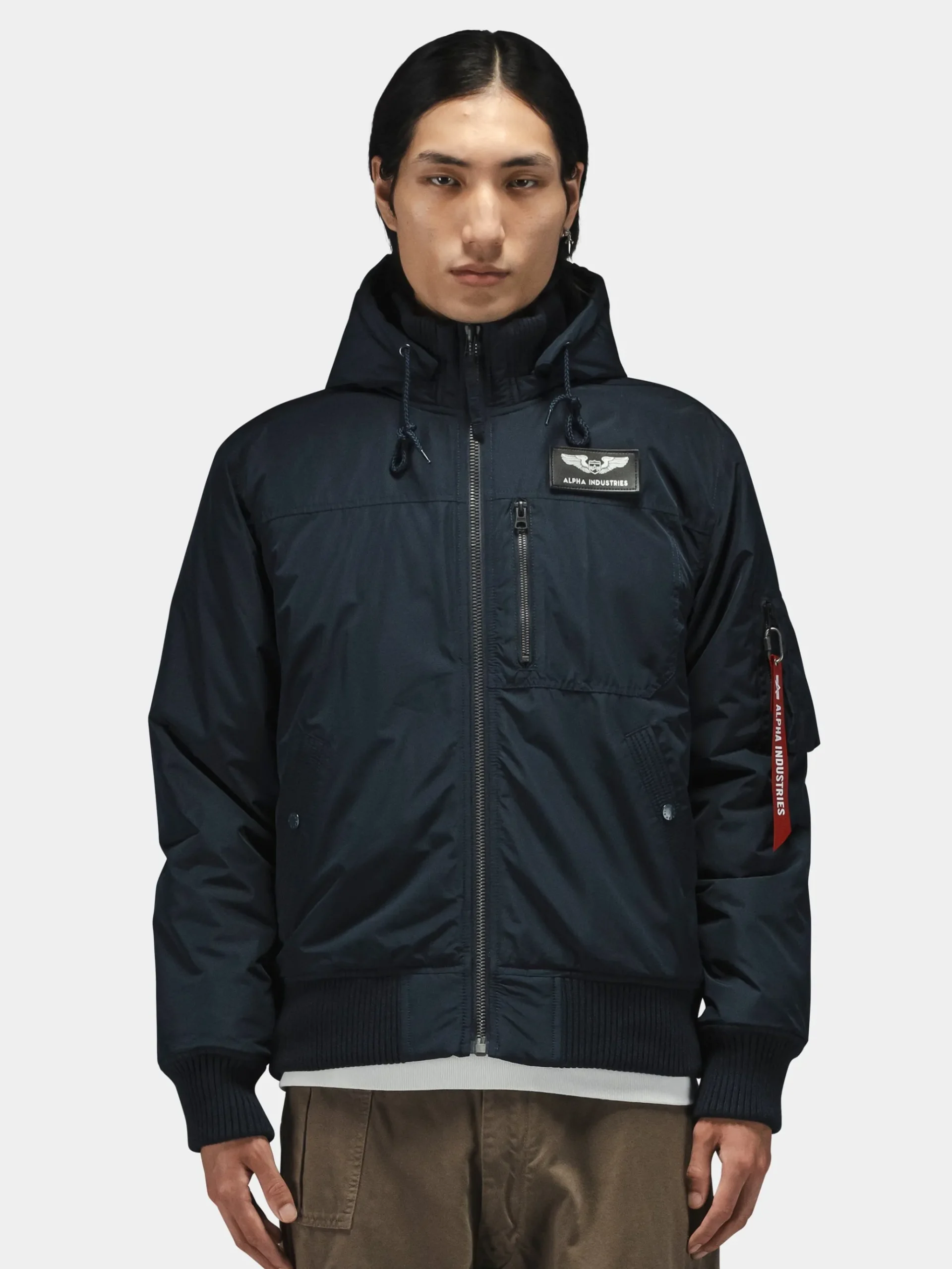 HOODED RIB FLIGHT JACKET