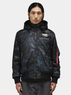 HOODED RIB FLIGHT JACKET