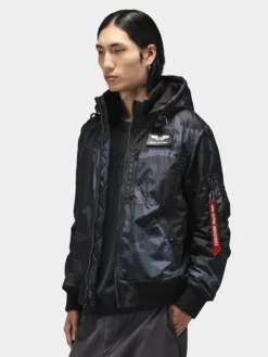 HOODED RIB FLIGHT JACKET