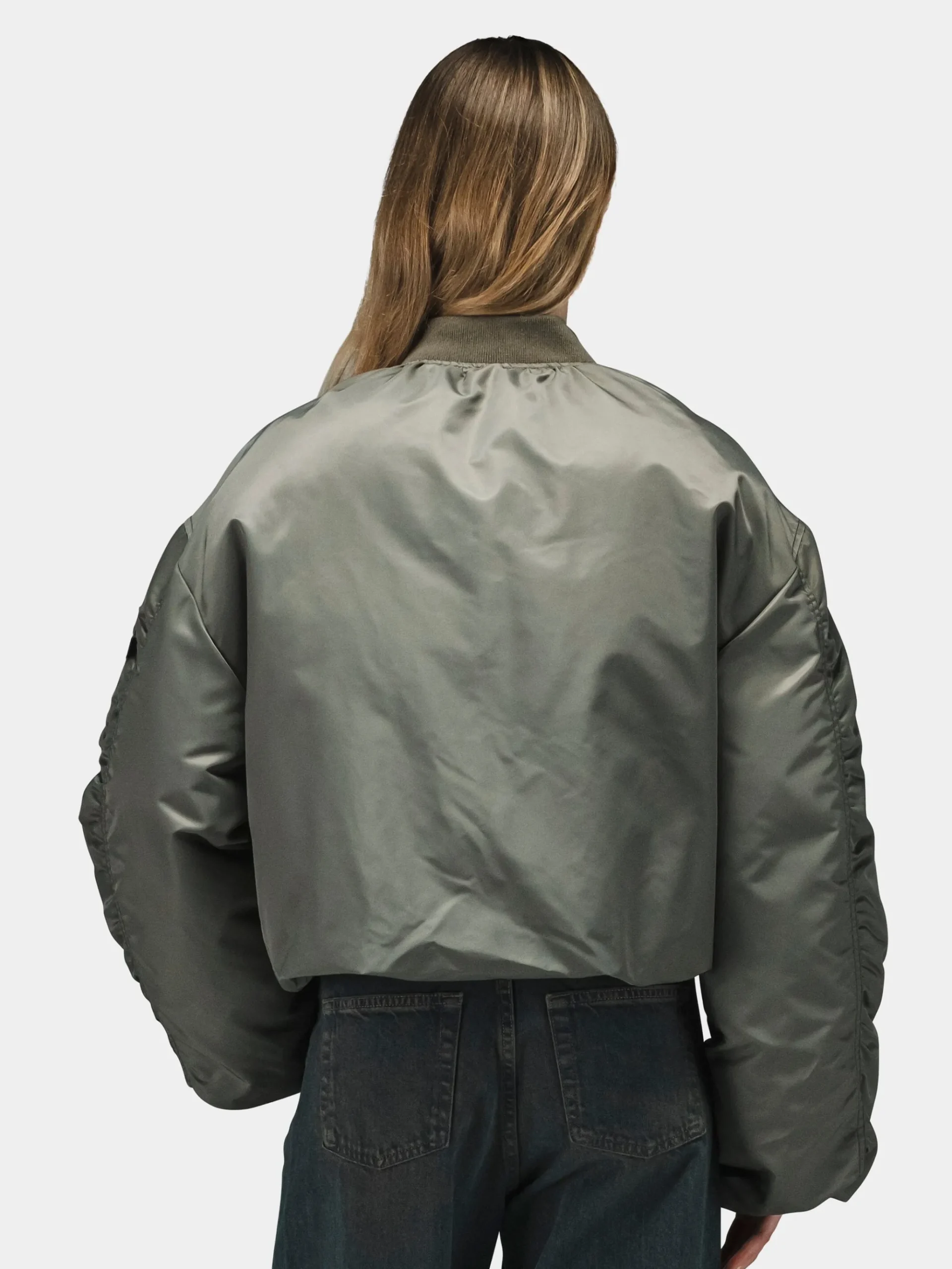 KNIT RIB MA-1 FLIGHT JACKET WOMENS (FIELD GRAY)