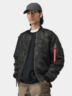 MA-1 ZIPPERED PRINT FLIGHT JACKET