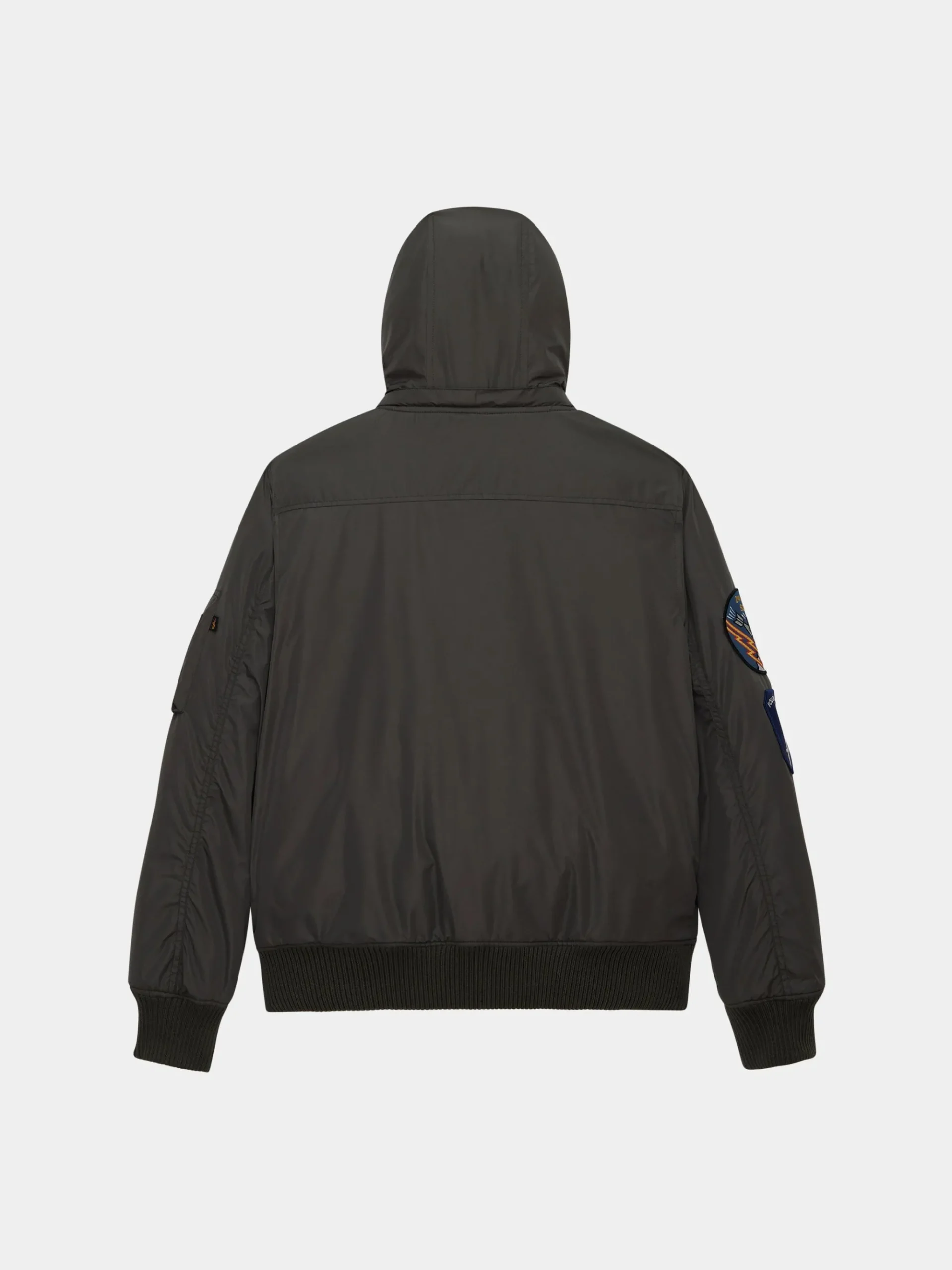PATCHED HOODED RIB FLIGHT JACKET