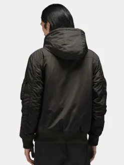 PATCHED HOODED RIB FLIGHT JACKET