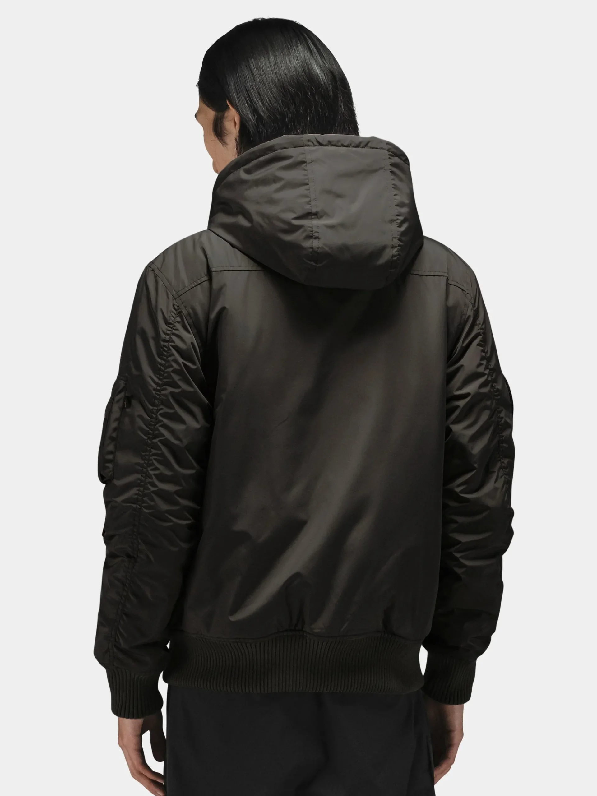 PATCHED HOODED RIB FLIGHT JACKET
