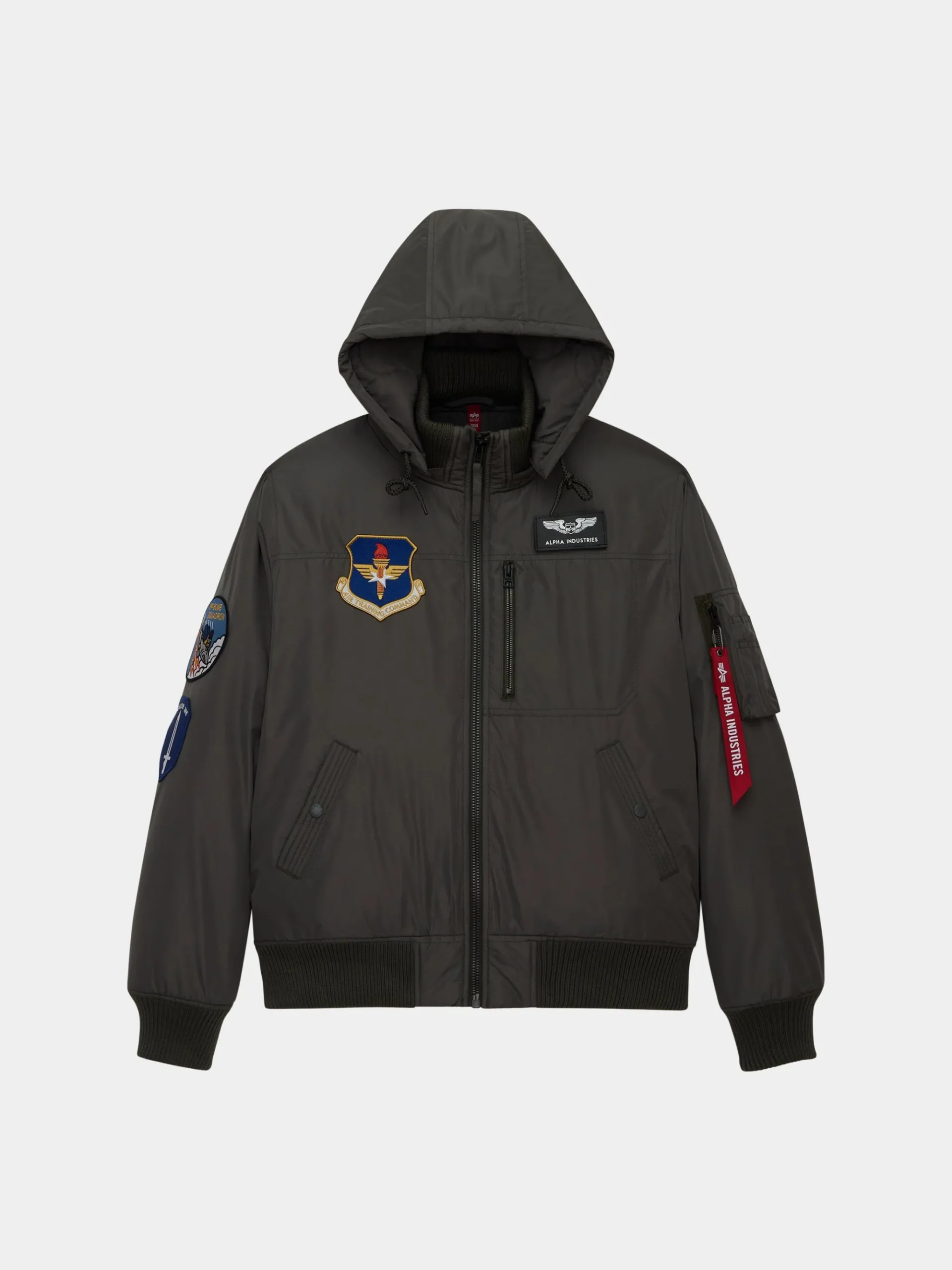 PATCHED HOODED RIB FLIGHT JACKET